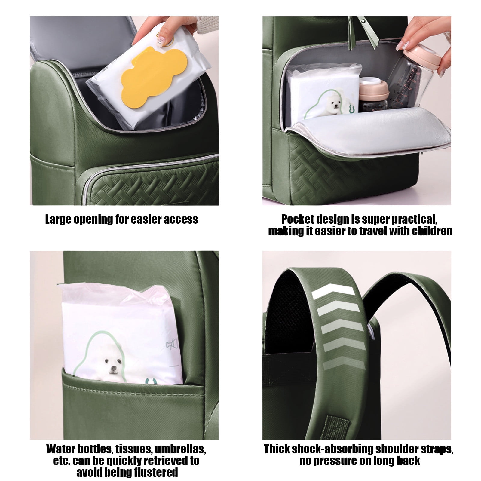 Insulated Diaper Bag Backpack Large Capacity Multi Pocket Travel Mom Baby Supplies Organizer