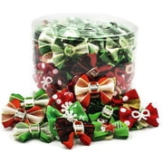 Holiday Christmas Dog & Puppy Bows Canister of 100 pieces - Grooming Snowflake Bows By AXEL PETS
