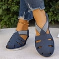 thumbnail image 2 of Rokment Women's Comfortable Closed Toe Wedge Gladiator Walking Sandals Summer Fall Stylish Casual Openwork Elastic Ankle Strap Platform Slingback Dressy Fisherman Shoes Blue Size 8.5, 2 of 7