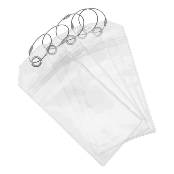 ADDHAT Id Card Holder Horizontal 5Pcs Clear Luggage Tags for Cruise Ships Waterproof Storage Accessories