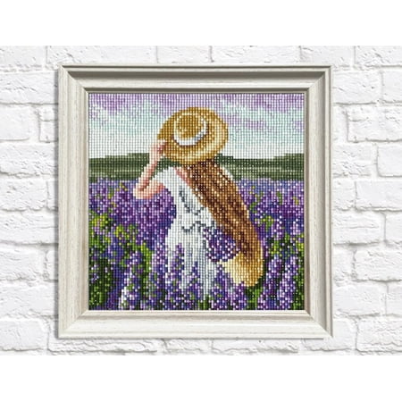 UPC: 4630103943742 | Diamond Painting Kit Girl in Lavender Field Crafting Spark 7.9 x 7.9 in CS2626 Diamond Art