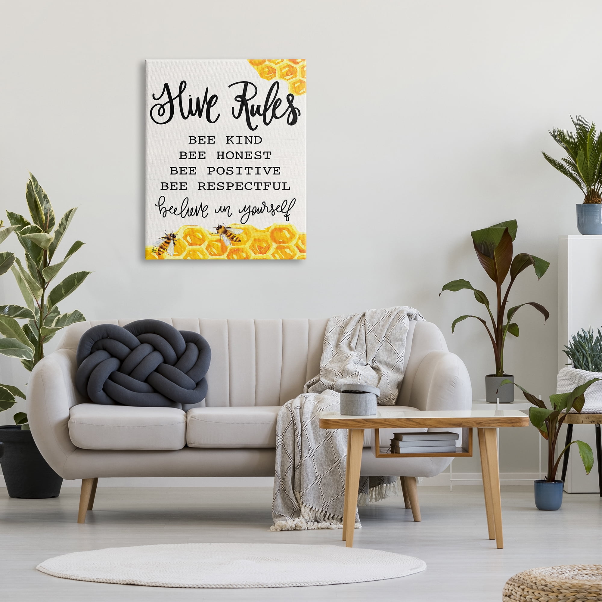 Stupell Industries Hive Rules Bee Phrase Animals & Insects Painting Gallery Wrapped Canvas Print Wall Art, 30 x 40