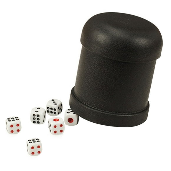 6Pcs Dices with Dice Cup Board Drinking Board Game Toy Gambling Dices and Dice Cup Set Bar KTV Sieve Color Cup,Black