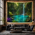 thumbnail image 6 of Jungle Waterfall With Purple Plants, Peaceful Fantasy Style for Nature Lovers, Nature Wall Art, Housewarming Gift Tapestry Wall Hanging for Bedroom and Living Room, 6 of 7