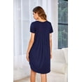 thumbnail image 3 of Oudiya Womens Nightgown Soft Pleated Sleepshirt Short Sleeve House Mumu Dress, S-3XL, 3 of 6
