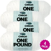 Caron One Pound Yarn - White, Multipack of 4