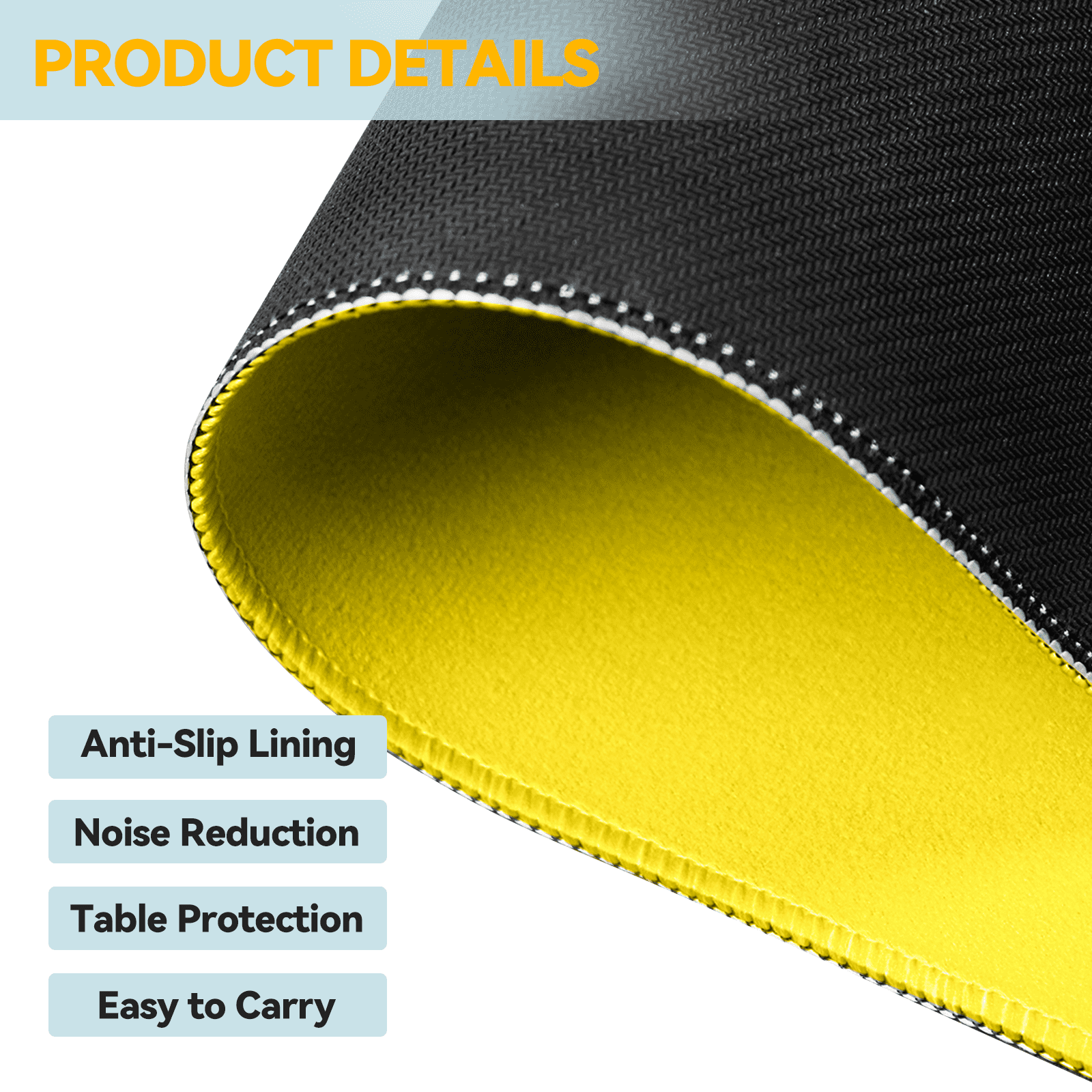 Noise Reducing Anti-Slip Table Cover Pad | Portable Game Mat for Mahjong, Poker, Cards, Dominoes with Carry Bag (Yellow)
