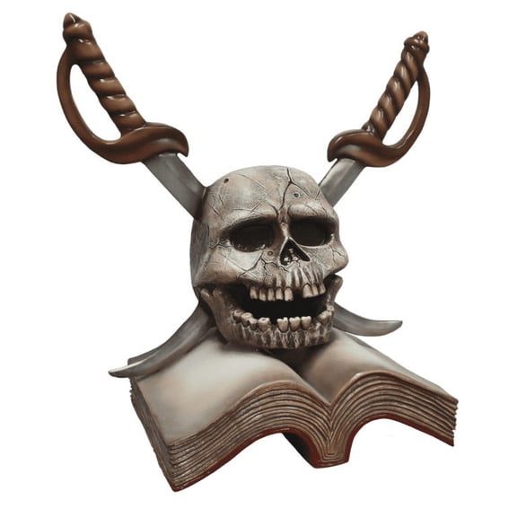 Pirate Skull On Book Over Sized Statue