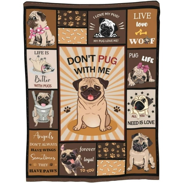 Pug Dog Blanket Pug Throw Blanket Pugs in a Blanket for Pug Lovers Kids