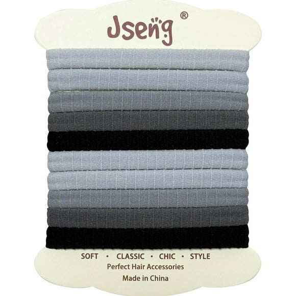 Jseng 10 paquetes de gomas para el pelo sin costuras para mujeres – sin daños elásticos para coletas accesorios para el cabello grueso y rizado – azul tono frío