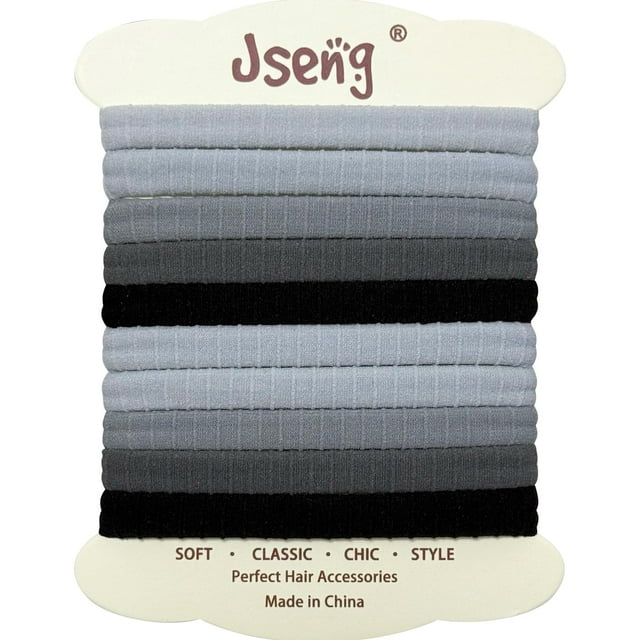 Jseng 10 paquetes de gomas para el pelo sin costuras para mujeres – sin daños elásticos para coletas accesorios para el cabello grueso y rizado – azul tono frío