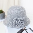 thumbnail image 3 of Holzkary Vintage Cloche Hat Winter Floral Fedora Bucket Hat Bowler Hats Women Church Flapper Hat Lady Winter Flower Cap Women's Autumn and Winter Round Top Casual Fisherman's Basin Cap Small Bowler H, 3 of 3