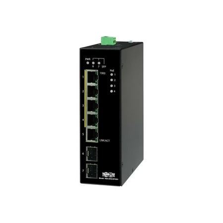 UPC: 0037332266026 | Tripp Lite 5-Port Unmanaged Industrial Gigabit Ethernet Switch 10/100/1000 Mbps PoE+ 30W -10�� to 60��C 2 GbE SFP Slots DIN Mount