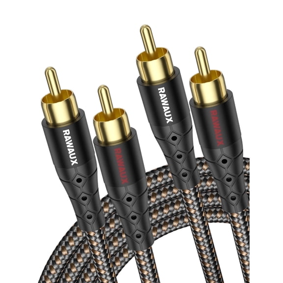RAWAUX 2 RCA Male to 2 RCA Male Cable, Stereo Audio Cord for Home Theater (3.3ft/1m)