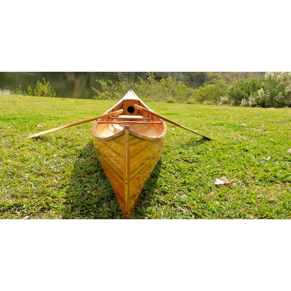 Wooden Canoe With Ribs Curved Bow 12 ft