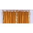 thumbnail image 4 of Tie Top Sheer Sari Curtains 80" W X 120" L matching tiebacks- Handcrafted Mustard Indian Drapes Unlined for light & airy ambience Perfect for Living/Bedroom/Dining Room Sold in Pairs, 4 of 6