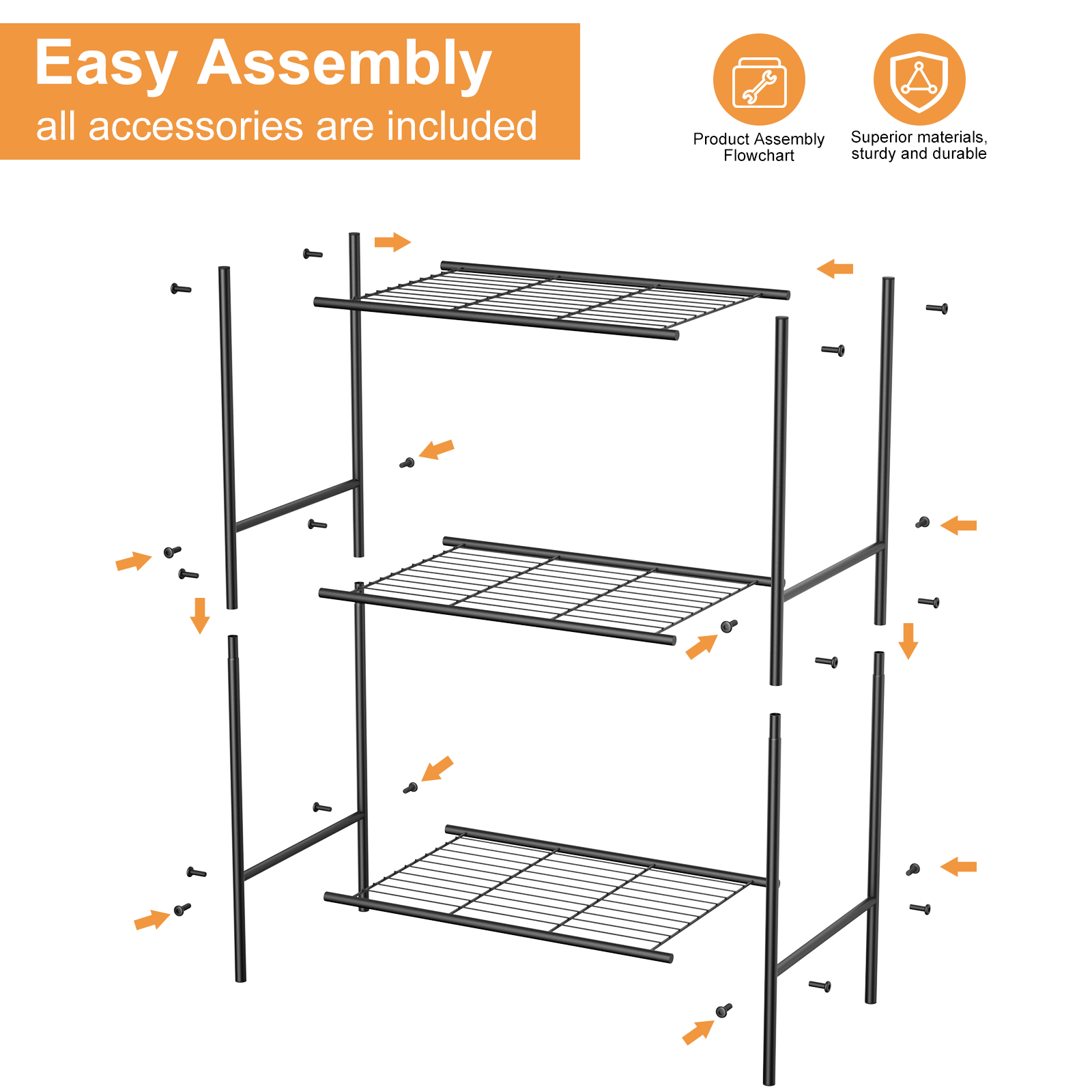 TAIMASI 3-Shelf Steel Wire Rack Storage Shelving Unit photo 4