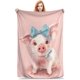 thumbnail image 1 of Manta de cerdo: manta de franela suave y cálida, lindo cerdito rosa con lazo, mantas ligeras y difusas para sofá, cama, viajes, comodidad al aire libre, 50 x 40 pulgadas, 1 of 7