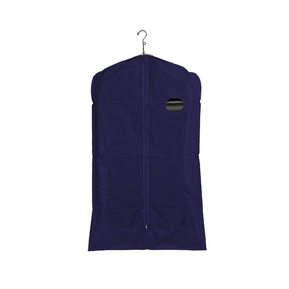 Econoco 40/NY - 24" x 40" Garment Bag - Navy Blue with Navy Blue Trim - Made of 3 gauge Vinyl Taffeta with Oval Window and Center Zipper - Pack of 100