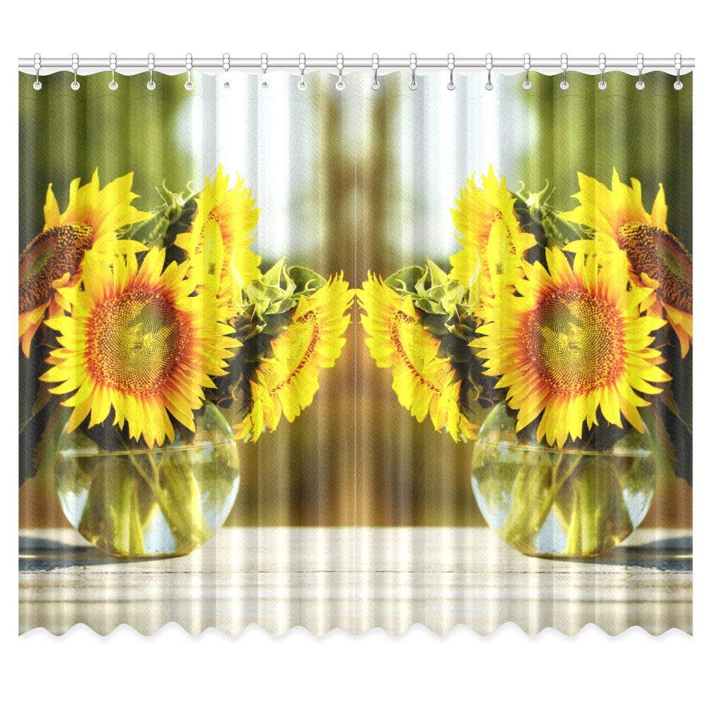 CADecor Beautiful Sunflowers Window Curtain Window Treatments Kitchen