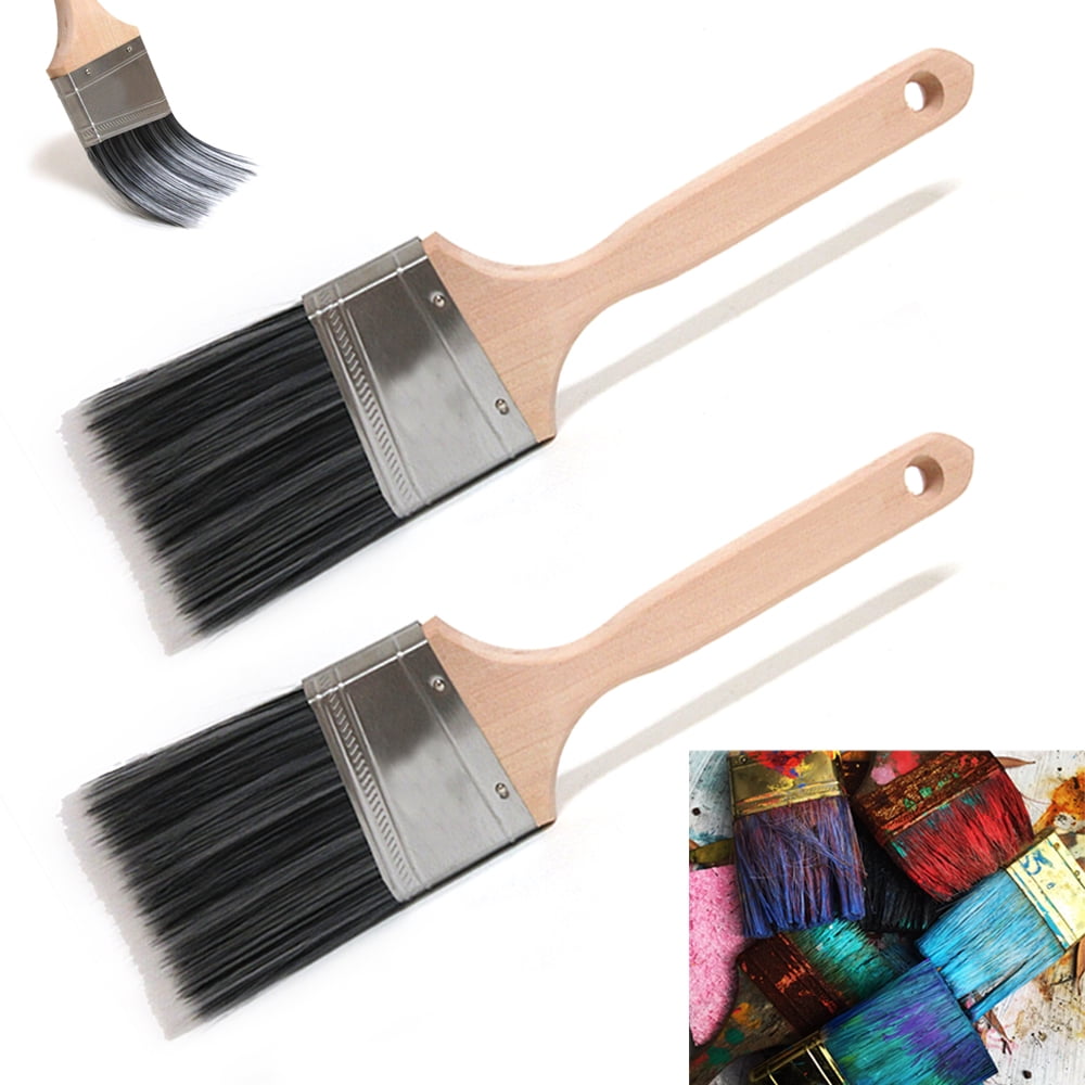 2 Angle Trim Paint Brushes 3 Professional Painting Tools Wood Handle Wall Decor