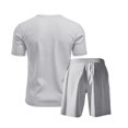 thumbnail image 4 of Eres Más Que una Prueba Puntuación Camisa Hombres Moda Cordón de Color Sólido Manga Corta Blusas con Cuello en V Conjunto de Cintura Elástica, 4 of 6
