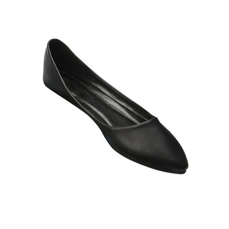 

Tenmix Women s Casual Walking Shoe Non-slip Flats Pointy Toe Flat Shoes Comfort Slip-Ons Ladies Breathable Wear Resistant Loafers Black 4.5
