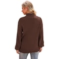 thumbnail image 4 of Jersey Jouica de cuello alto con mangas de murciélago, punto marrón, para mujer, 4 of 4