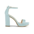 thumbnail image 3 of BLISSFUL STEP Easter Edition Women's Shoes Faux Suede High Chunky Heel Platform Ankle Strap Open Toe Sandals SKY Blue 6, 3 of 7