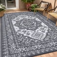thumbnail image 3 of Reversible Outdoor Rug Waterproof, Plastic Straw Patio Mat Vintage Boho Carpet, All Weather for RV Camping Deck Balcony Porch Beach, Terracotta/Gray/Dark Blue, 3 of 8