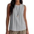 thumbnail image 4 of ZVNAH Camisole à devant Plissé pour Femme, Blouse Décontractée Sans Manches à Col Rond et Coupe Ample, P-2TG, 4 of 6
