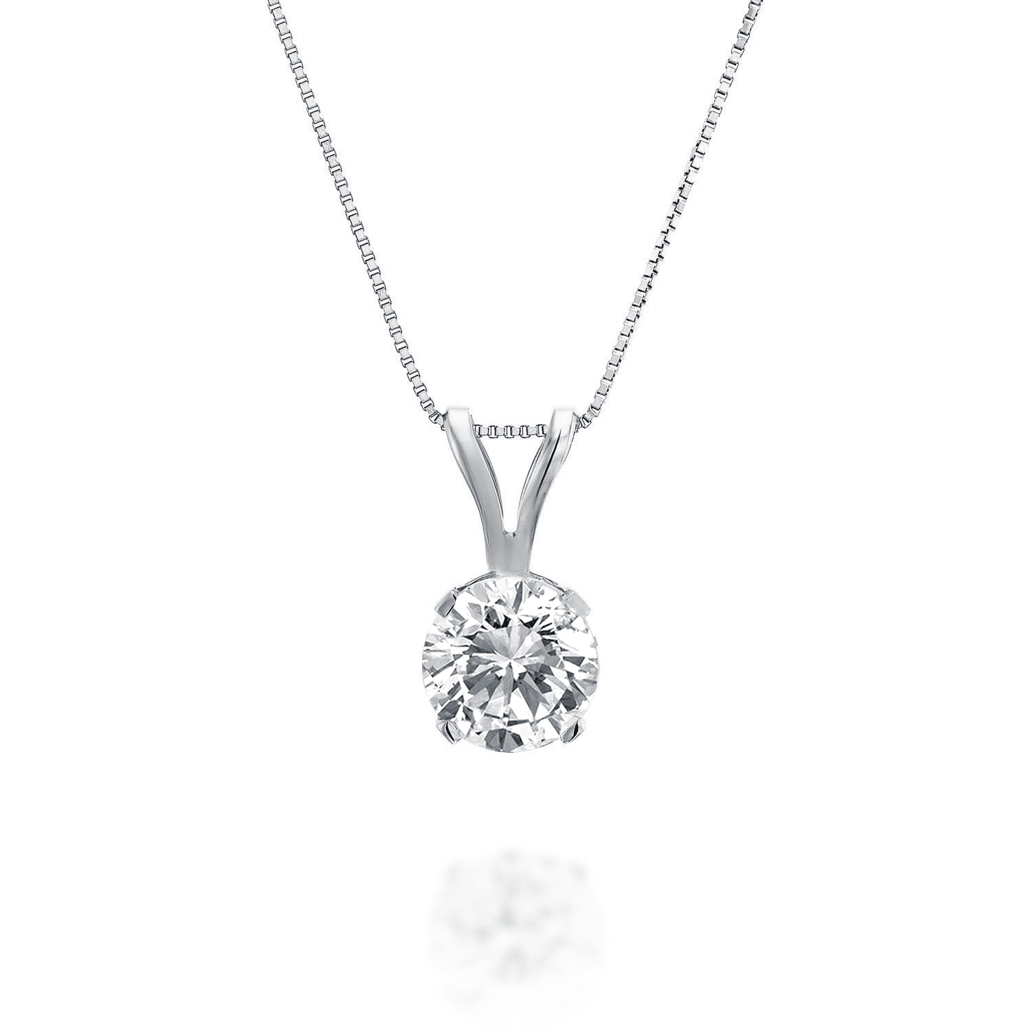 1/5 Carat TW Diamond Solitaire Pendant in 14k White Gold (G-H Color, I1 Clarity 18 inch)