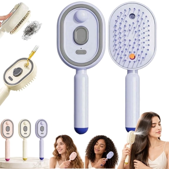 Electric Spray Air Cushion Massage Comb, 3 in 1 Water Mist Hair Brush, Anti-Tangle Anti-Static Detangling Brush for Frizzy Nourishes Hairs