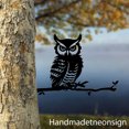 thumbnail image 2 of Handmadetneonsign Great Horned Owl On Branch Metal Tree Stake, Owl Garden Tree Stake, Owl Metal Tree 68518, 2 of 5