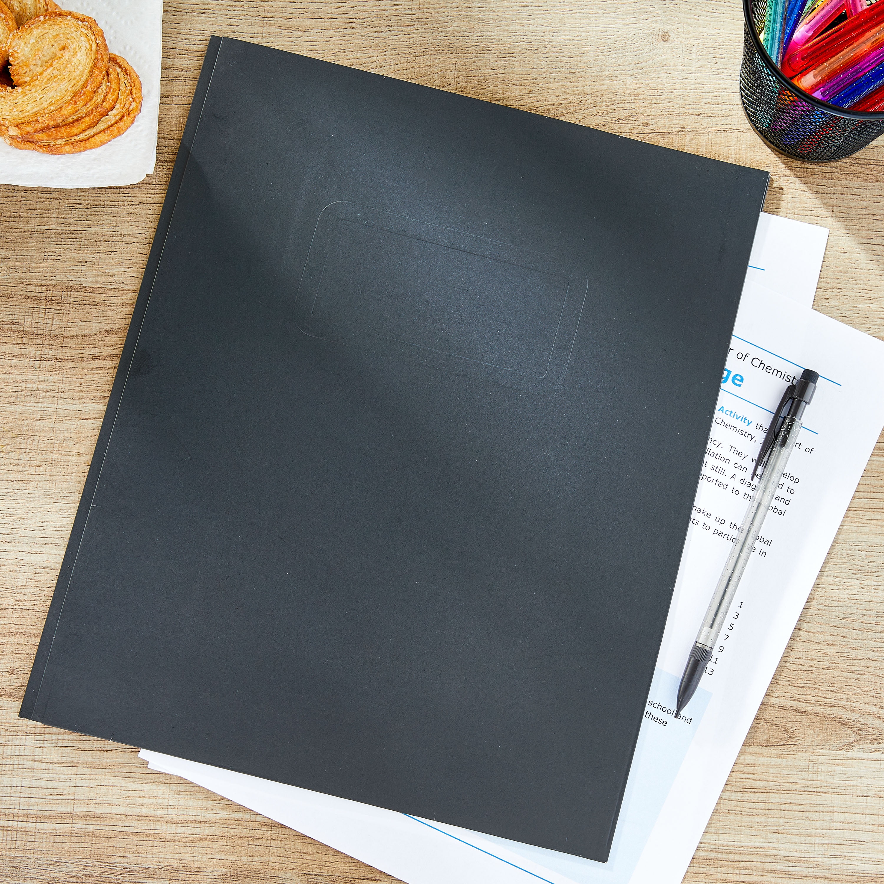 Pen+Gear Letter Size 3-Prong Paper Folder, Black