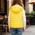 thumbnail image 4 of BLVB Boys Girls Hooded Puffer Vest Winter Lightweight Sleeveless Cute Ears Zipper up Jacket Waistcoat for Kids(Yellow,14-15 Years), 4 of 9