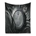 thumbnail image 1 of Industrial Soft Flannel Fleece Throw Blanket, Wheels of System with Medieval Old Human Body Animation Device Gears of Whole Theme, Cozy Plush for Indoor and Outdoor Use, 50" x 70", Grey, by Ambesonne, 1 of 6