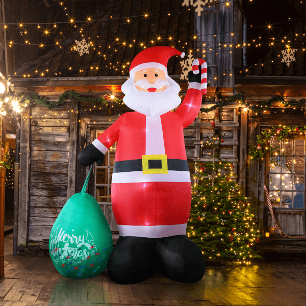 Alvantor 14 ft Lighted Inflatable Santa Claus with Gift Bag, Red, Outdoor Christmas Yard Decoration