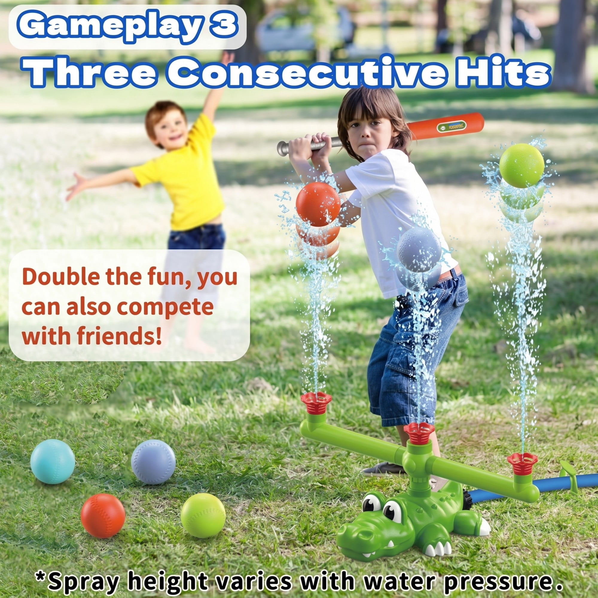 CQHVKQ 2-in-1 Kids Water Sprinklers & Rocket Launch Game Toy, Crocodile Rocket Launcher Sprinkler for Backyard, Outside Yard Water Toys for Boys Girls, Summer Toddlers Outdoor Toys for Kids Ages 4-8