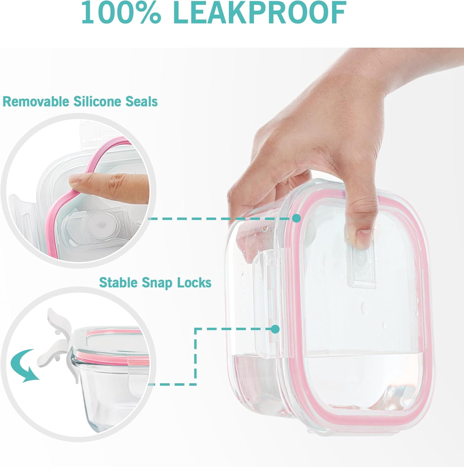 Glass Food Storage Containers with Airtight Lids, Glass Meal Prep Containers, Lunch Office Meal for Microwave, Oven, Freezer and Dishwasher, BPA Free