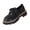 Black, variant on Womens Lace Up Flats Round Toe British Style Casual Shoes Pu Leather Loafers Black Size 36 Eu 5.5 Us 23Cm/9.06In