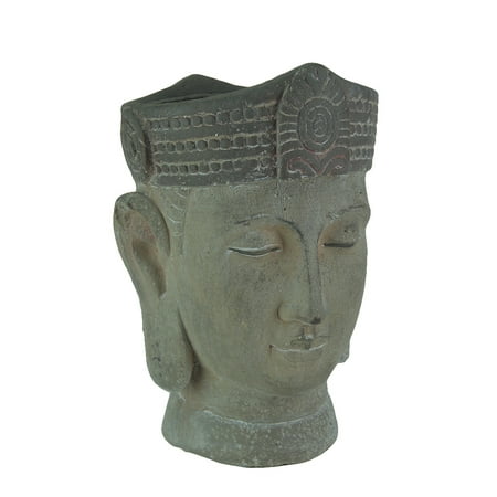 - Distressed Grey Cement Meditating Buddha Head Planter
