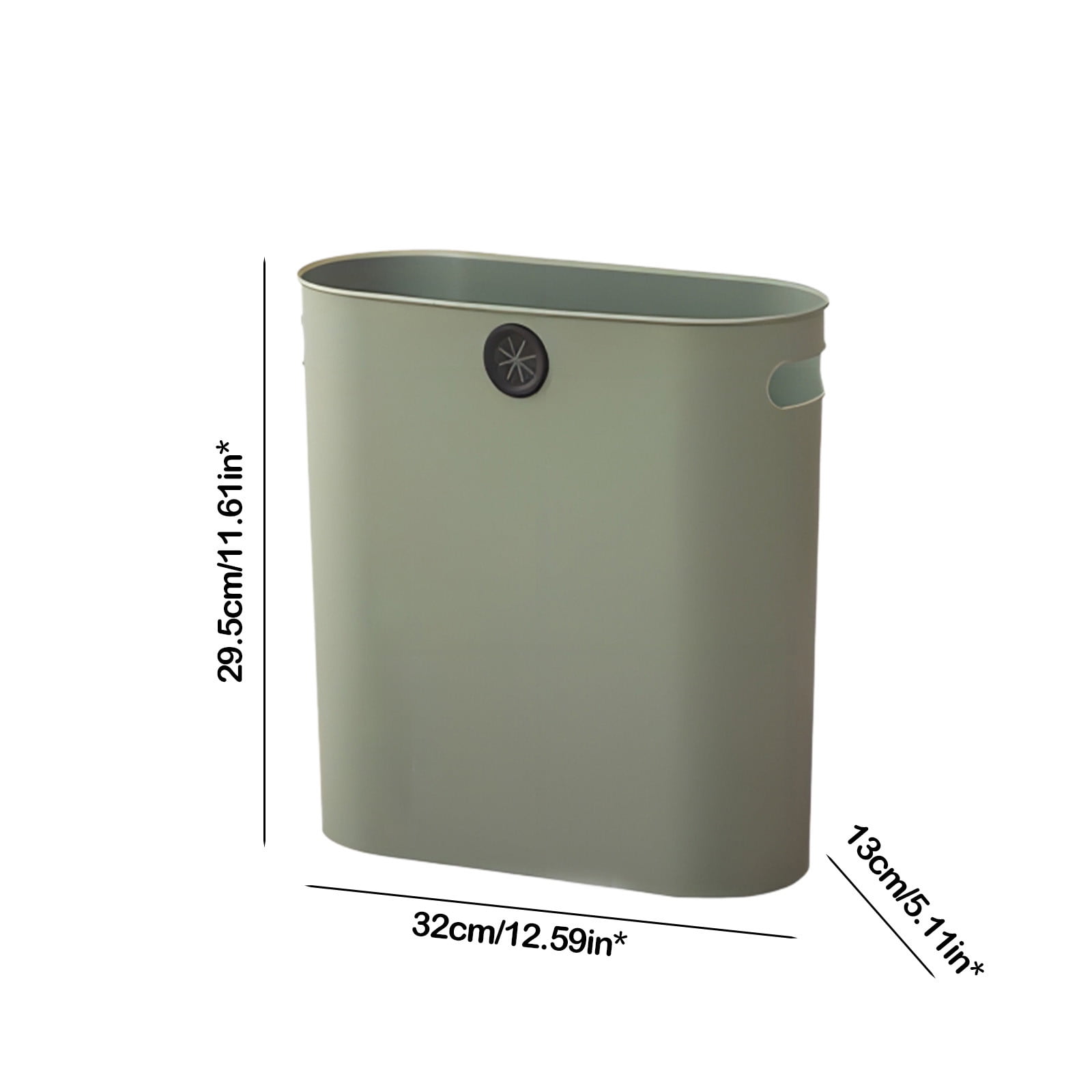Narrow Clip-On Trash Can - 12.6x11.6x5.1in Slim Bathroom Waste Bin for Toilet, Kitchen & Living Room - White/Green Plastic Storage Bucket - Lightweight & Odor-Controlling Household Garbage Can