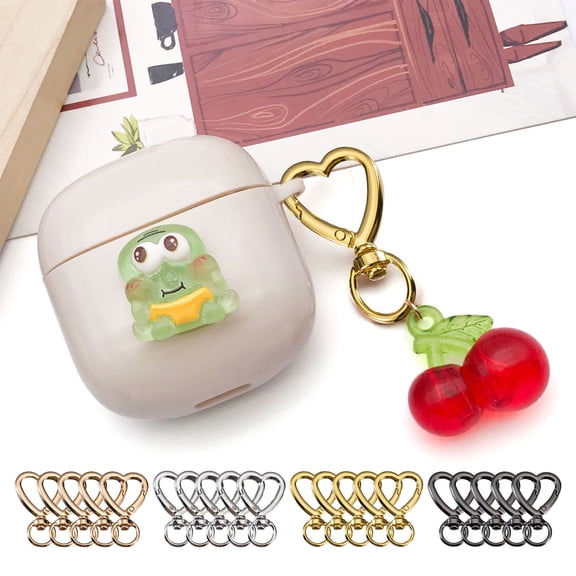 Moocorvic 5 Pcs Heart Shape Keychains, for Handbag DIY Bags Craft Making Hanging Keys Rings