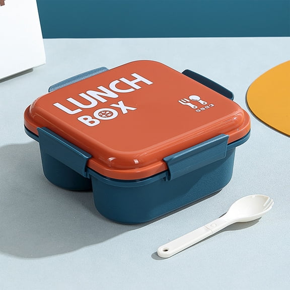 Bento Box, Divided, with Sealed Lid, Microwave Safe, for Lunch, Work, or Picnics, Orange