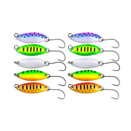Fishing Lures Trout Lures Bass Lures Fishing Spoons HENGJIA 10PCS Hard Fishing Lures Jigging Bait with Treble Hooks 1/11oz