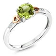 thumbnail image 2 of Gem Stone King 925 Silver and 10K Rose Gold Green Peridot and Diamond Women Engagement Ring (1.45 Ct Round Gemstone Birthstone, Size 8), 2 of 6