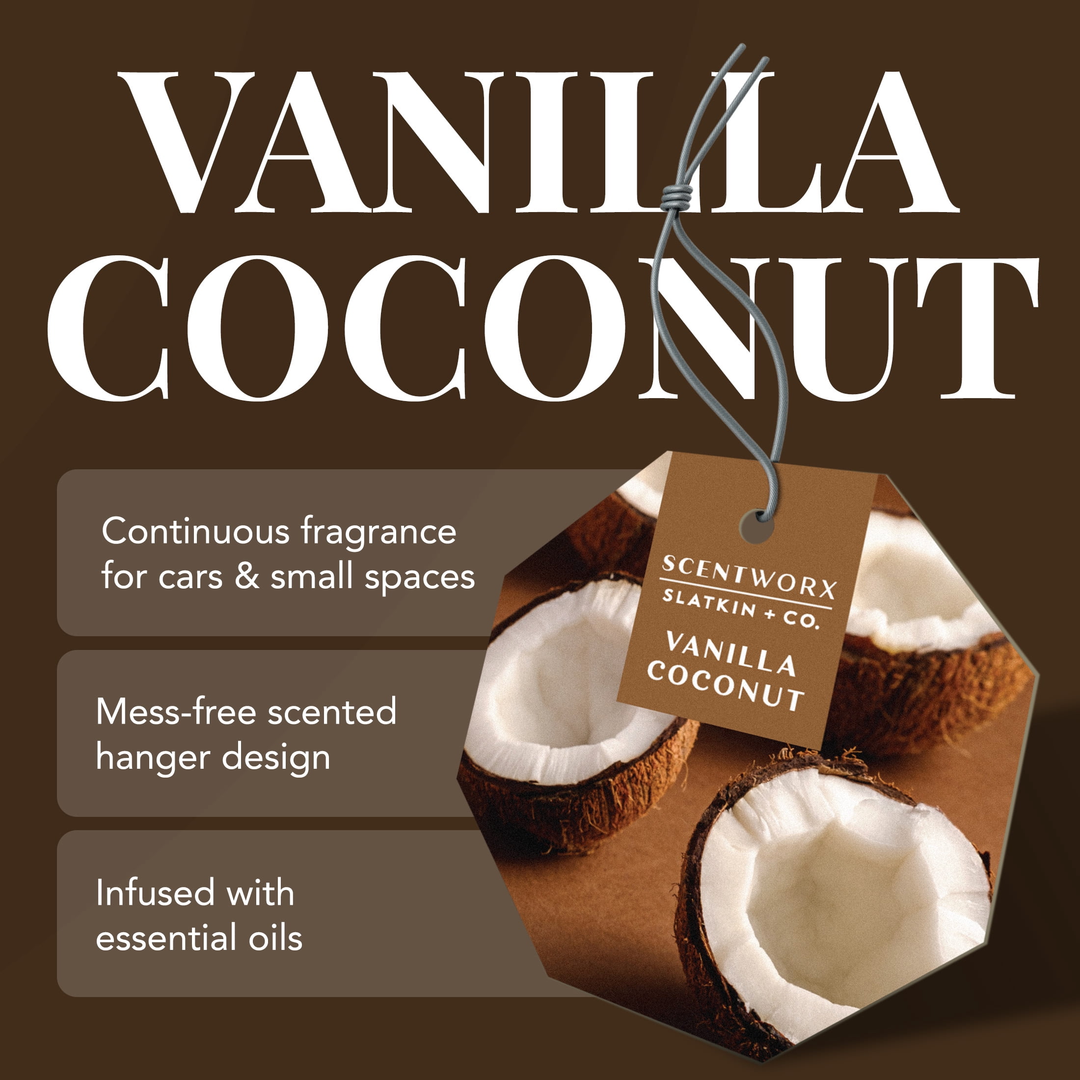 Scentworx Vanilla Coconut 3 Pack Hang Tag