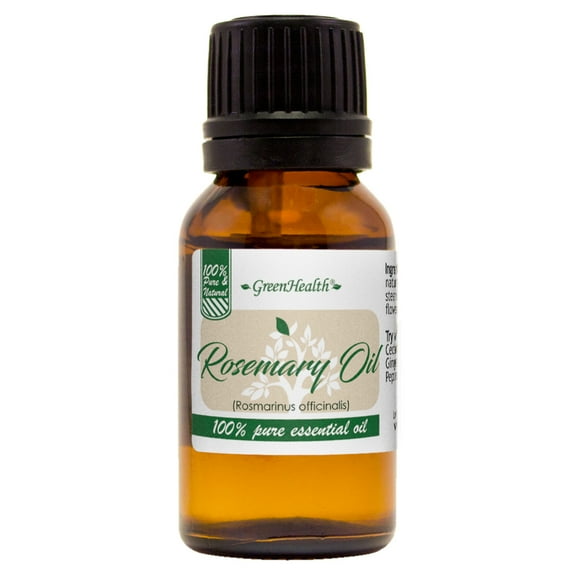 GreenHealth Rosemary (Tunisian) Essential Oil 15 ml (1/2 fl oz) Glass Bottle with Euro Dropper