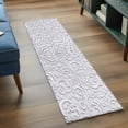 thumbnail image 3 of Floral Patterns 2'x6' Runner Rugs for Hallway Kitchen Bedside Non Slip Washable, Silver White Flowers Leaves Aesthetic Entryway Rug Runners with Rubber Backing, Long Carpet Runner for Laundry Room, 3 of 8